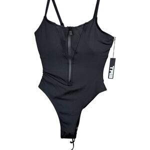 TA3 Zippy Black One-Piece Zip Front Lace-Up Sculpting MED